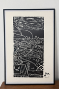 The Last Time We Walked as Friends - Black ink print on Canvas - Framed