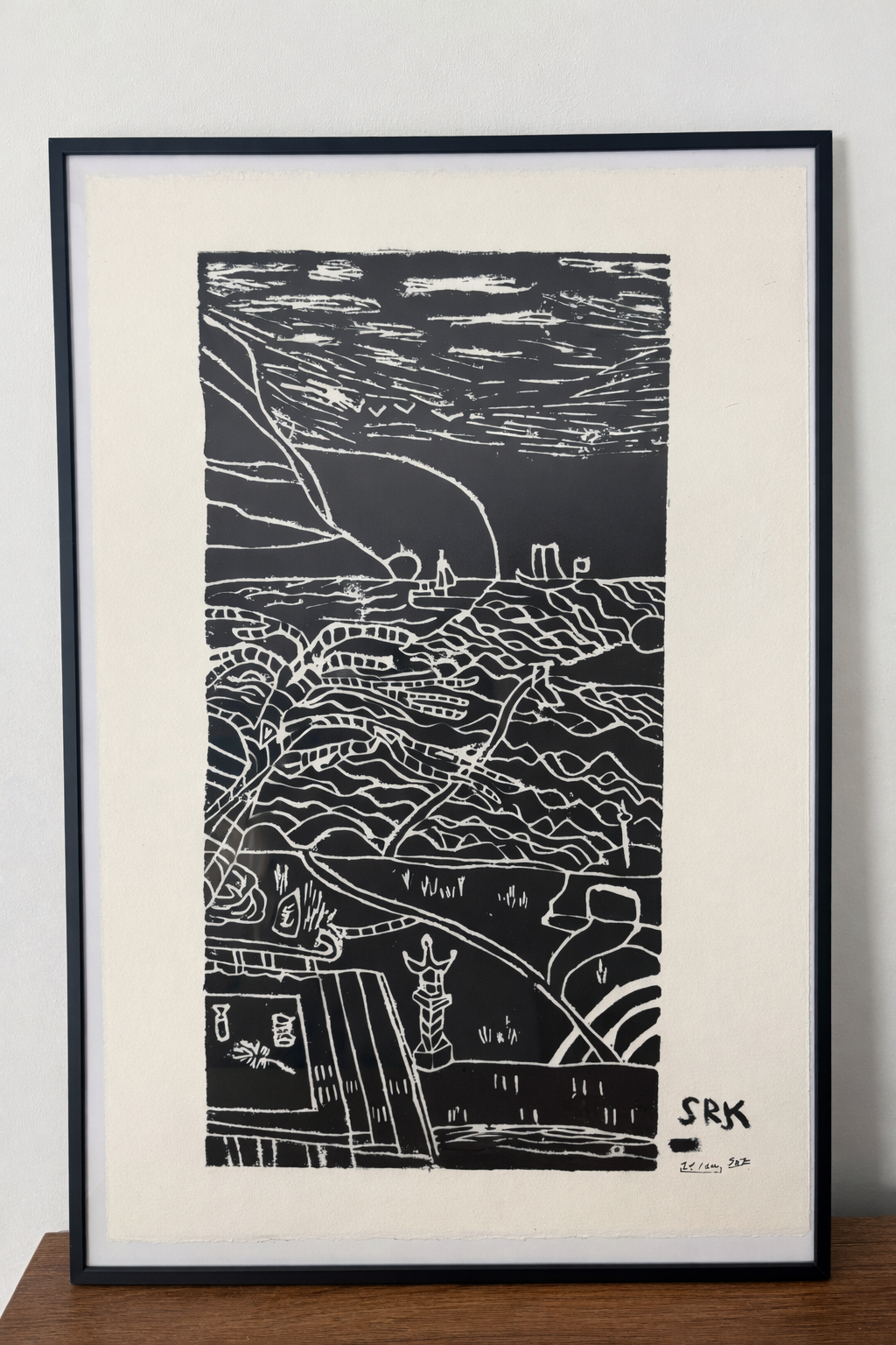 The Last Time We Walked as Friends - Black ink print on Canvas - Framed